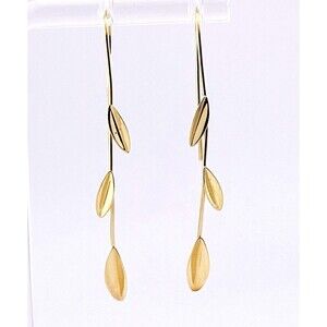 14k Gold Leaves on Branch Drop Earrings – Delicate Solid Gold Design